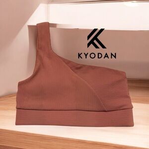 NEW, Kyodan, One-Shoulder Ribbed Sports Bra, Small, Brown 🏃‍♀️